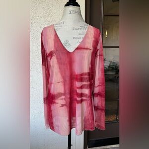 Petit Pois by Viviana G  sheer red blouse
